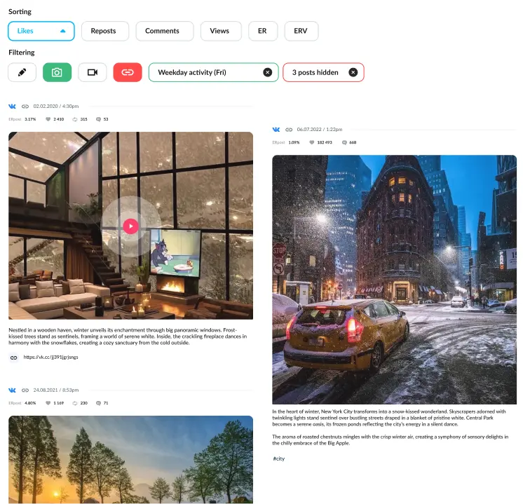 How to check popularity of different VK posts